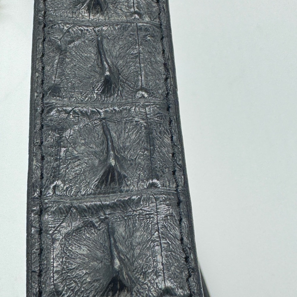 Men’s Size 40 Genuine Black Hornback Crocodile Leather Belt Silver Tone Buckle - Picture 6 of 6